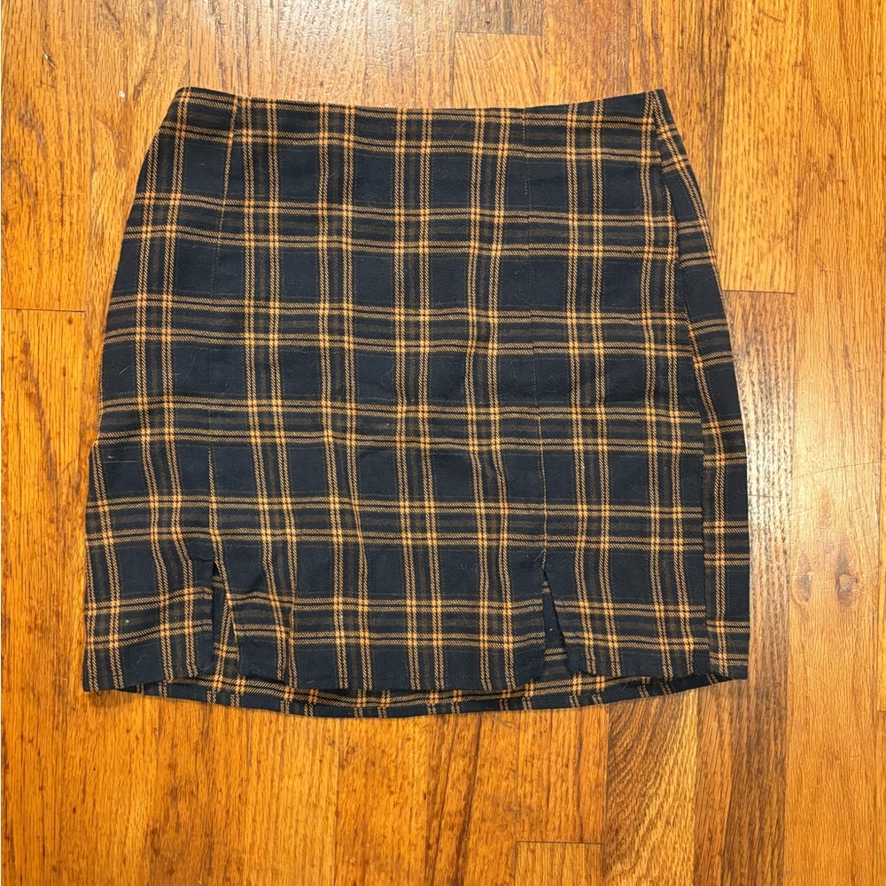 SHEIN Blue and Yellow Plaid Pencil Skirt